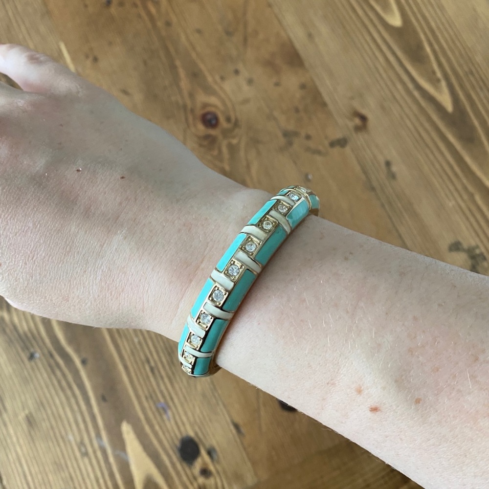Turquoise and faux diamond bangle